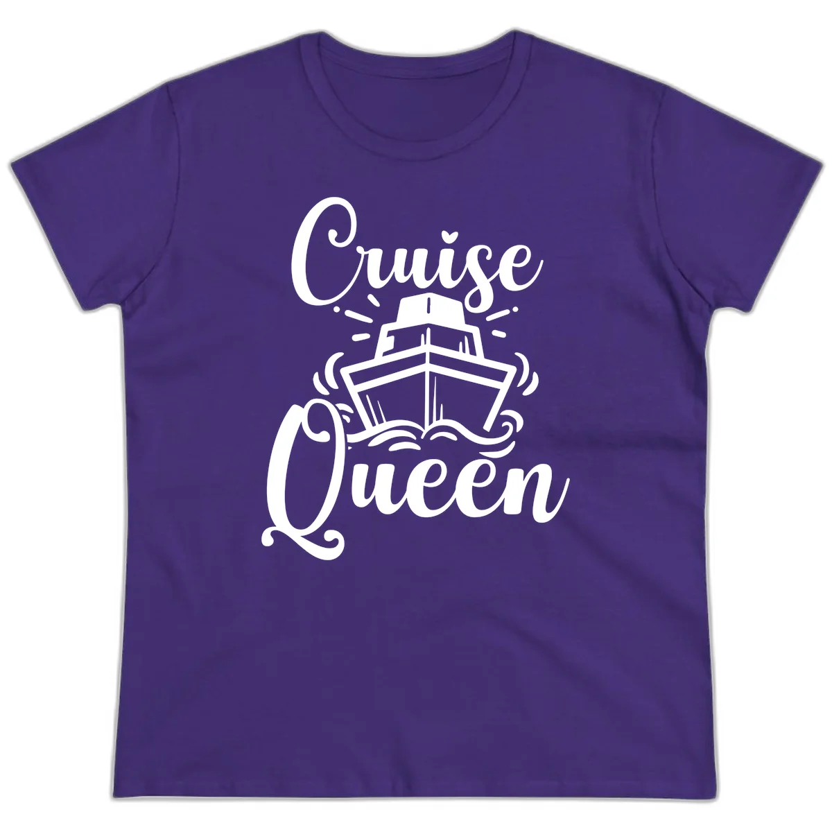 Cruise Queen Ladies Tee - Fun Vacation Apparel in Purple