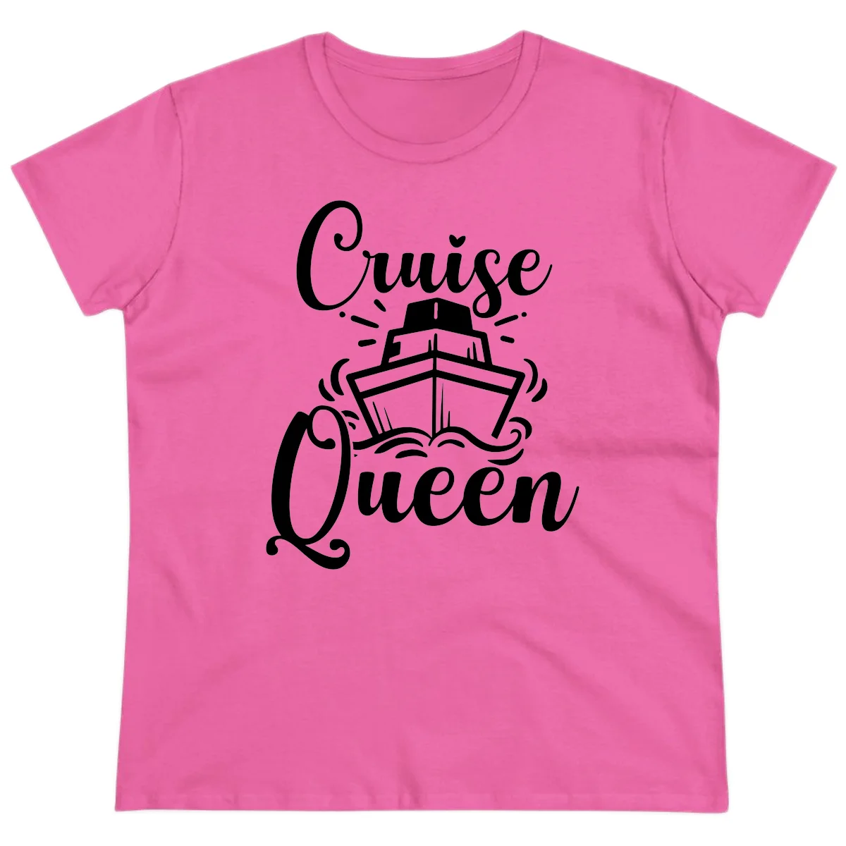 Cruise Queen Ladies Tee - Fun Vacation Apparel in Azalea
