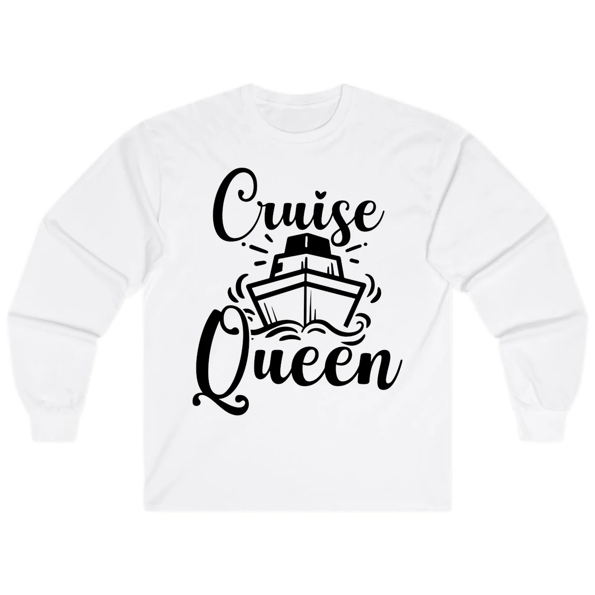 Cruise Queen Long Sleeve Tee - Nautical Vacation in White
