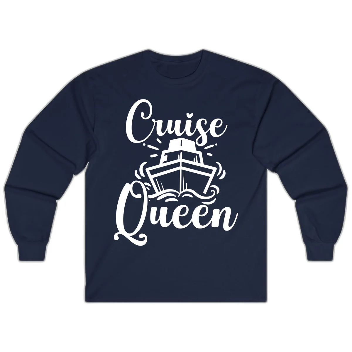 Cruise Queen Long Sleeve Tee - Nautical Vacation in Navy