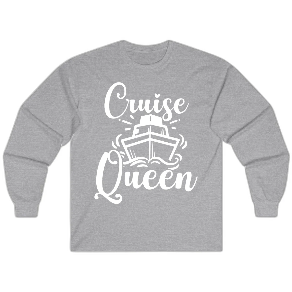 Cruise Queen Long Sleeve Tee - Nautical Vacation in Sport Grey