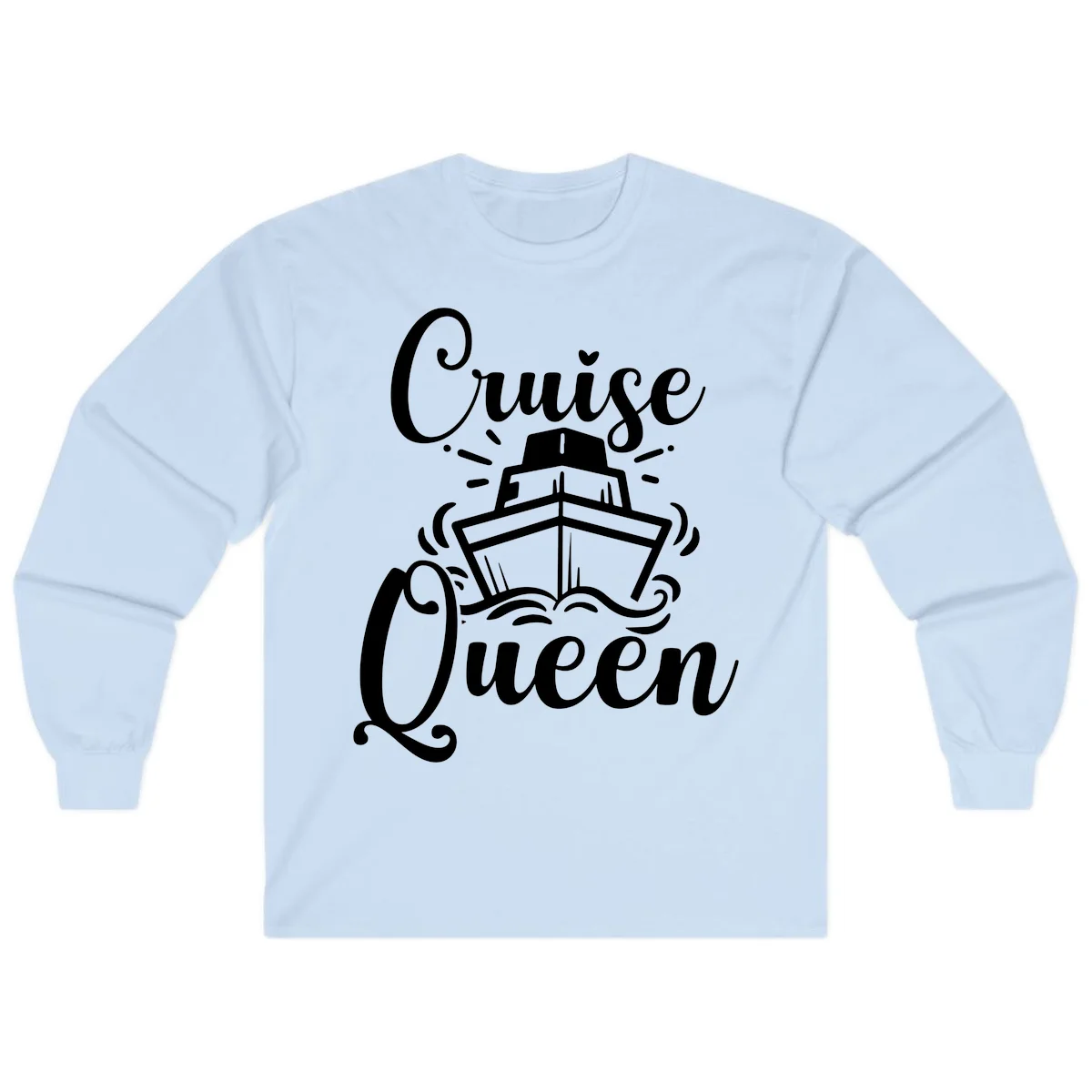 Cruise Queen Long Sleeve Tee - Nautical Vacation in Light Blue