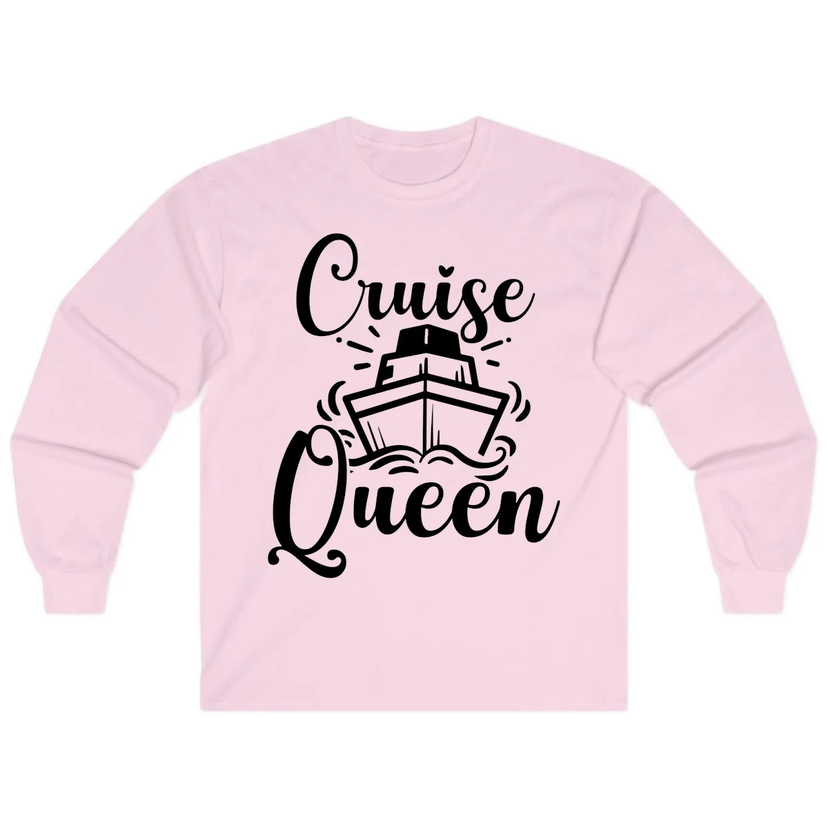 Cruise Queen Long Sleeve Tee - Nautical Vacation in Light Pink
