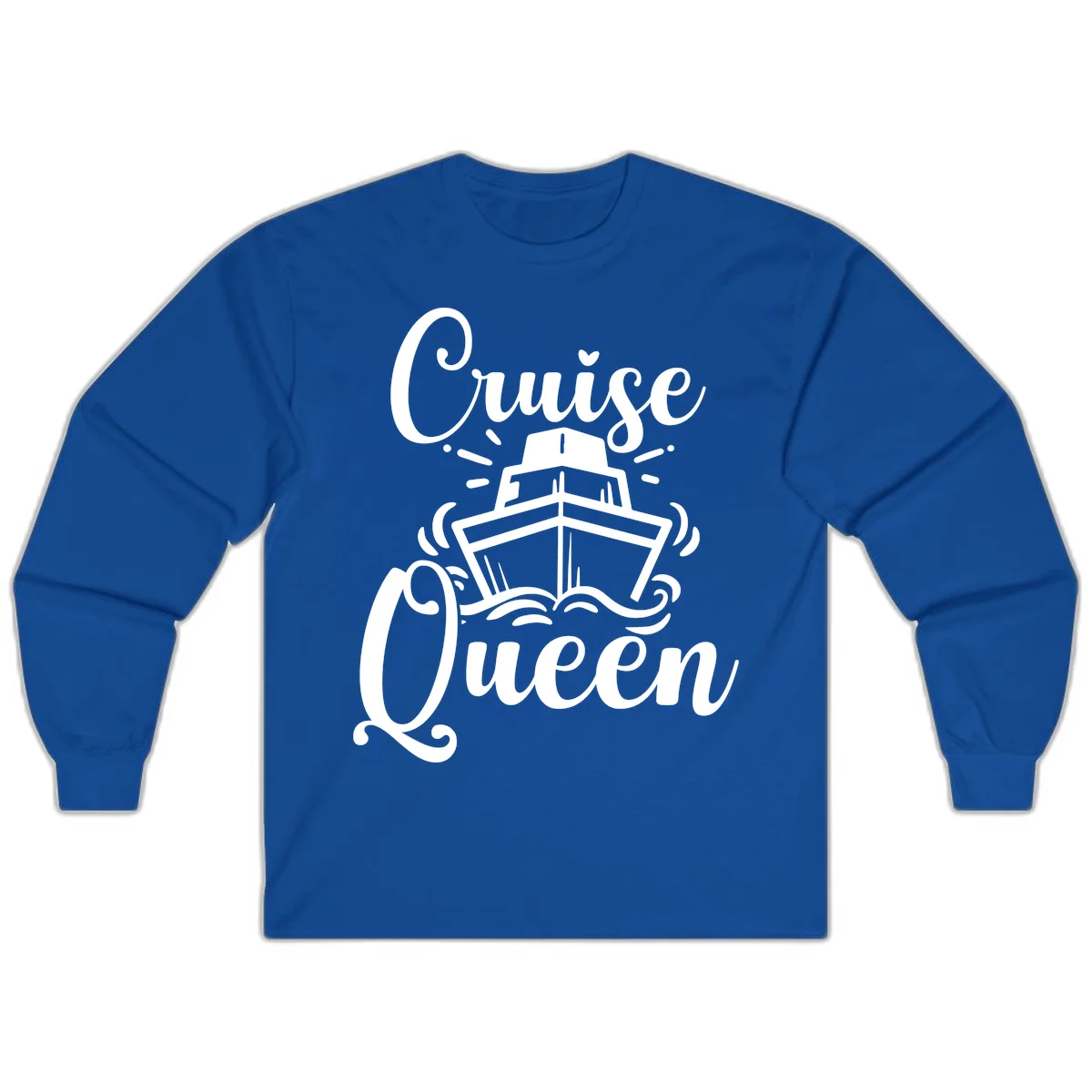 Cruise Queen Long Sleeve Tee - Nautical Vacation in Royal