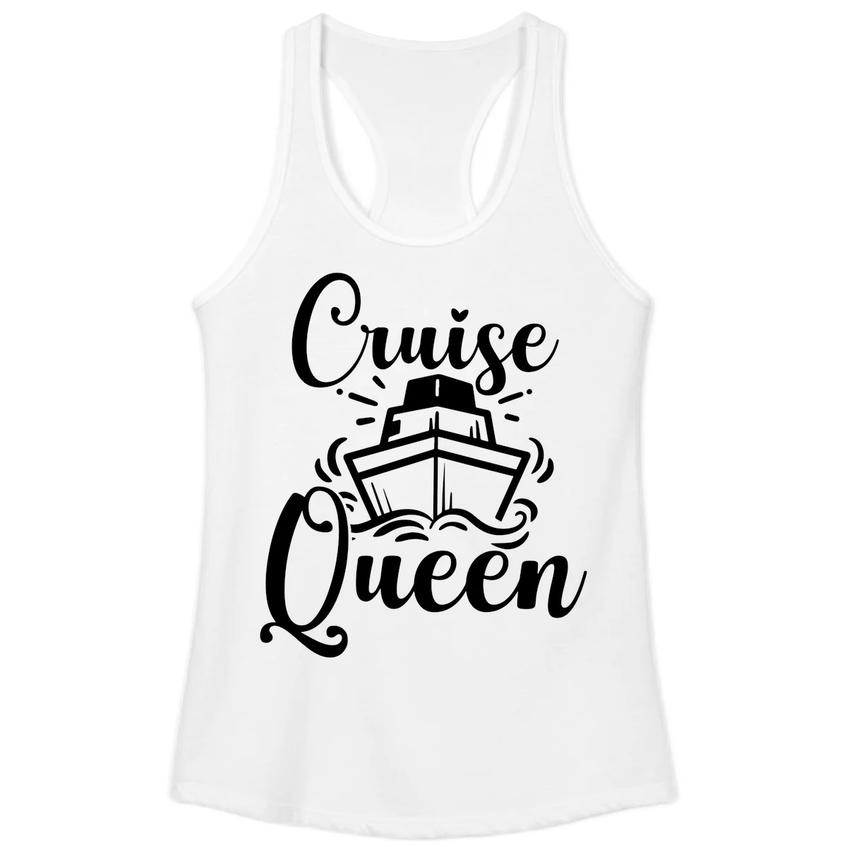 Cruise Queen Ladies Racerback Tank - Vacation in White