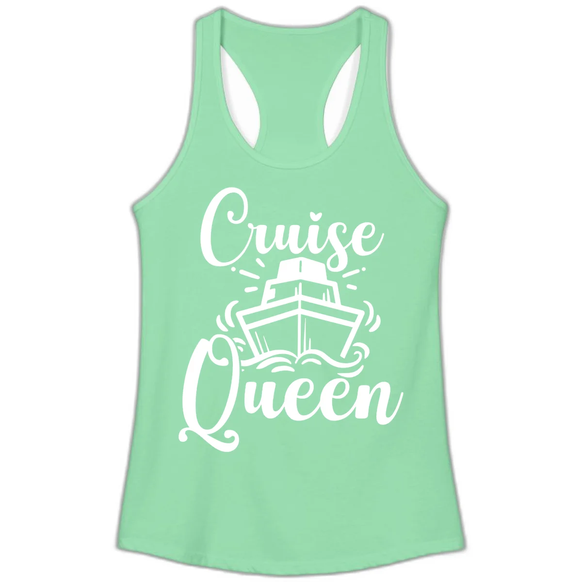 Cruise Queen Ladies Racerback Tank - Vacation in Solid Mint