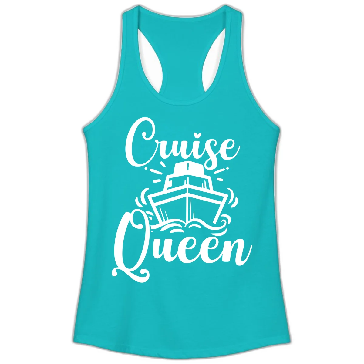 Cruise Queen Ladies Racerback Tank - Vacation in Tahiti Blue