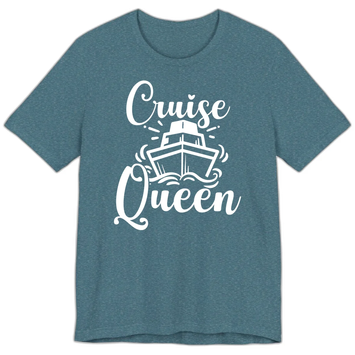 Cruise Queen Premium T-Shirt - Vacation Ship Design in Heather Deep Teal