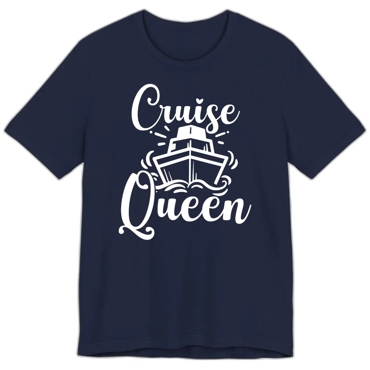 Cruise Queen Premium T-Shirt - Vacation Ship Design in Navy