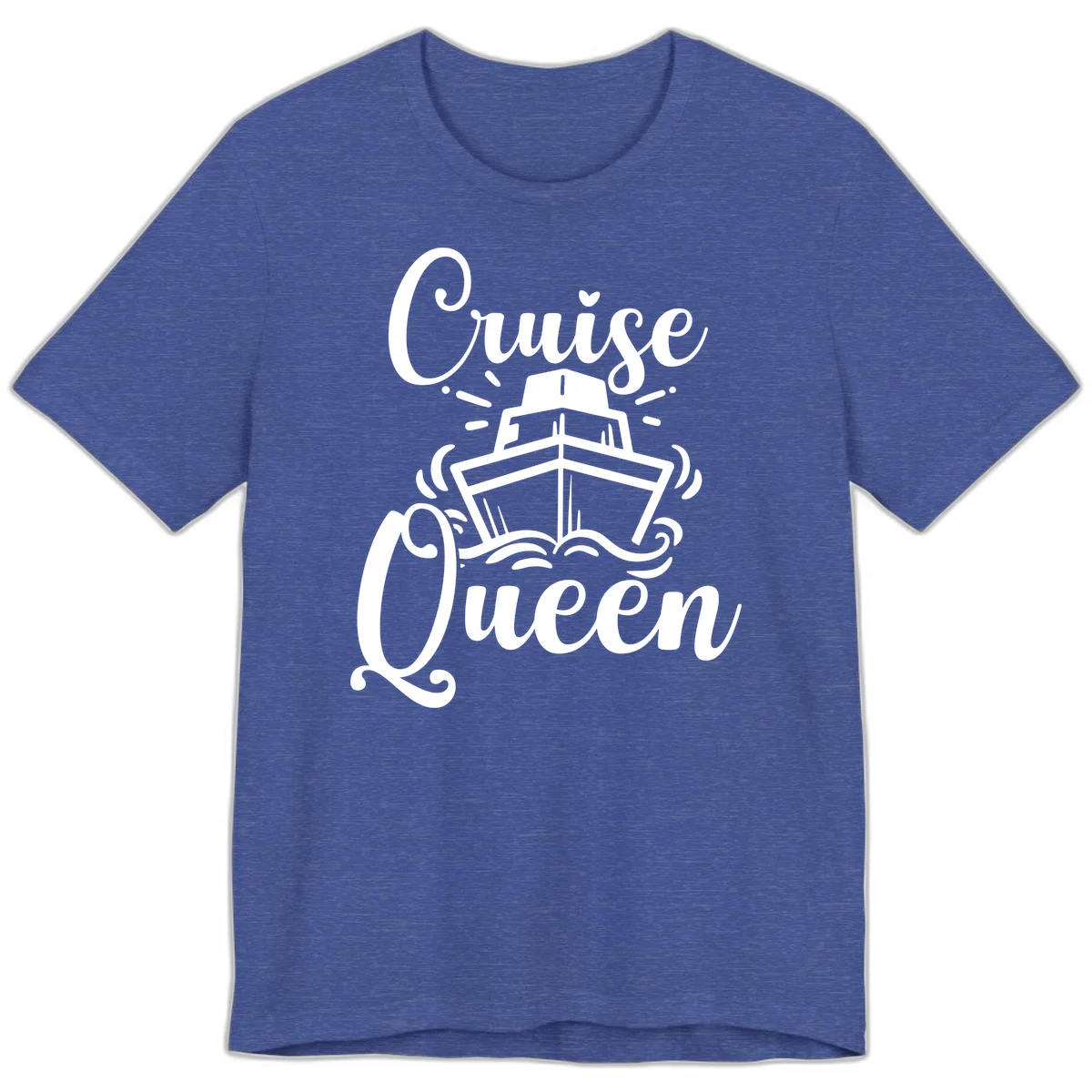 Cruise Queen Premium T-Shirt - Vacation Ship Design in Heather True Royal
