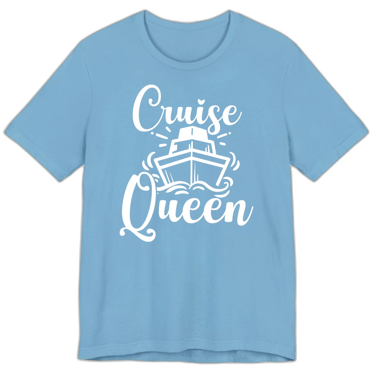 Cruise Queen Premium T-Shirt - Vacation Ship Design in Ocean Blue
