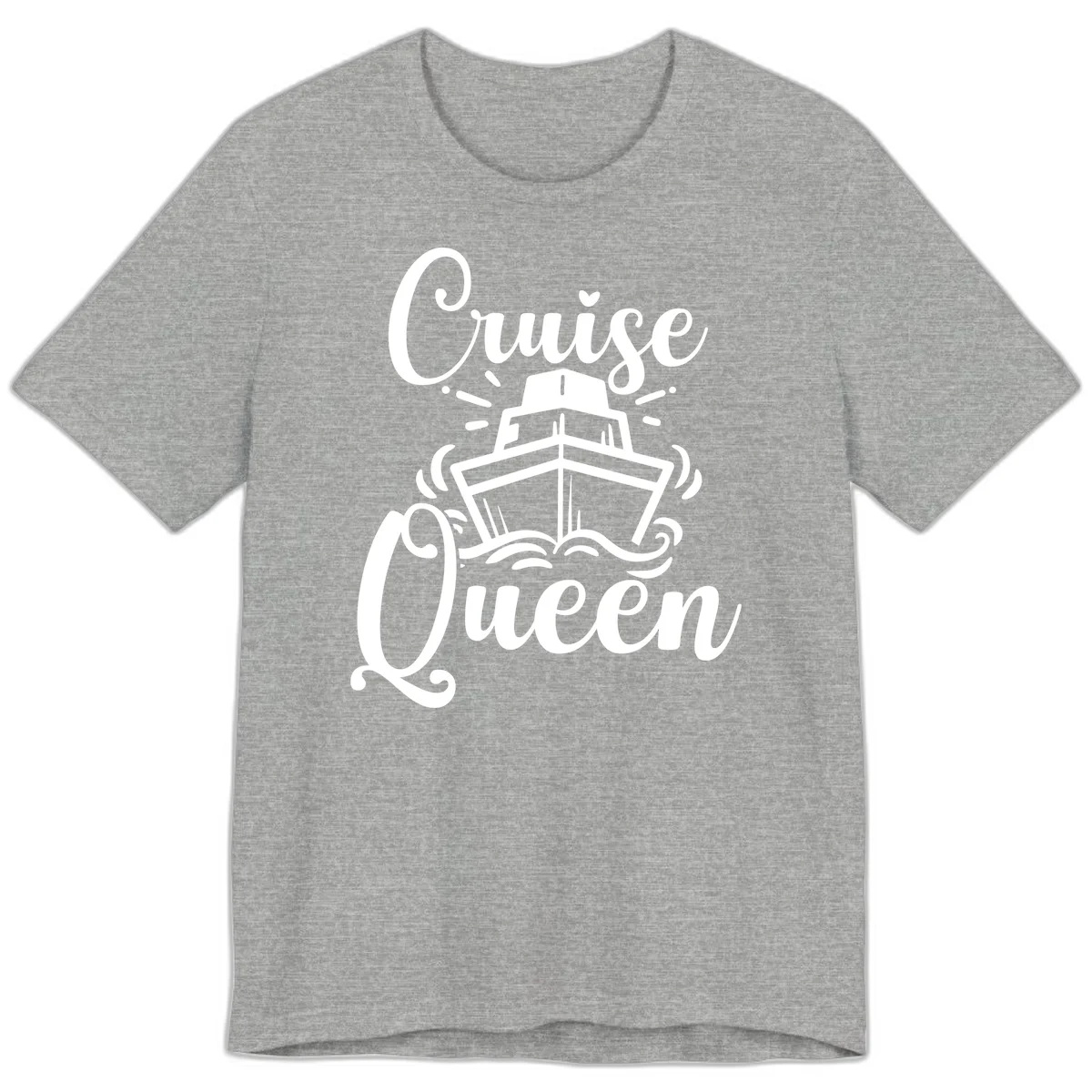 Cruise Queen Premium T-Shirt - Vacation Ship Design in Athletic Heather