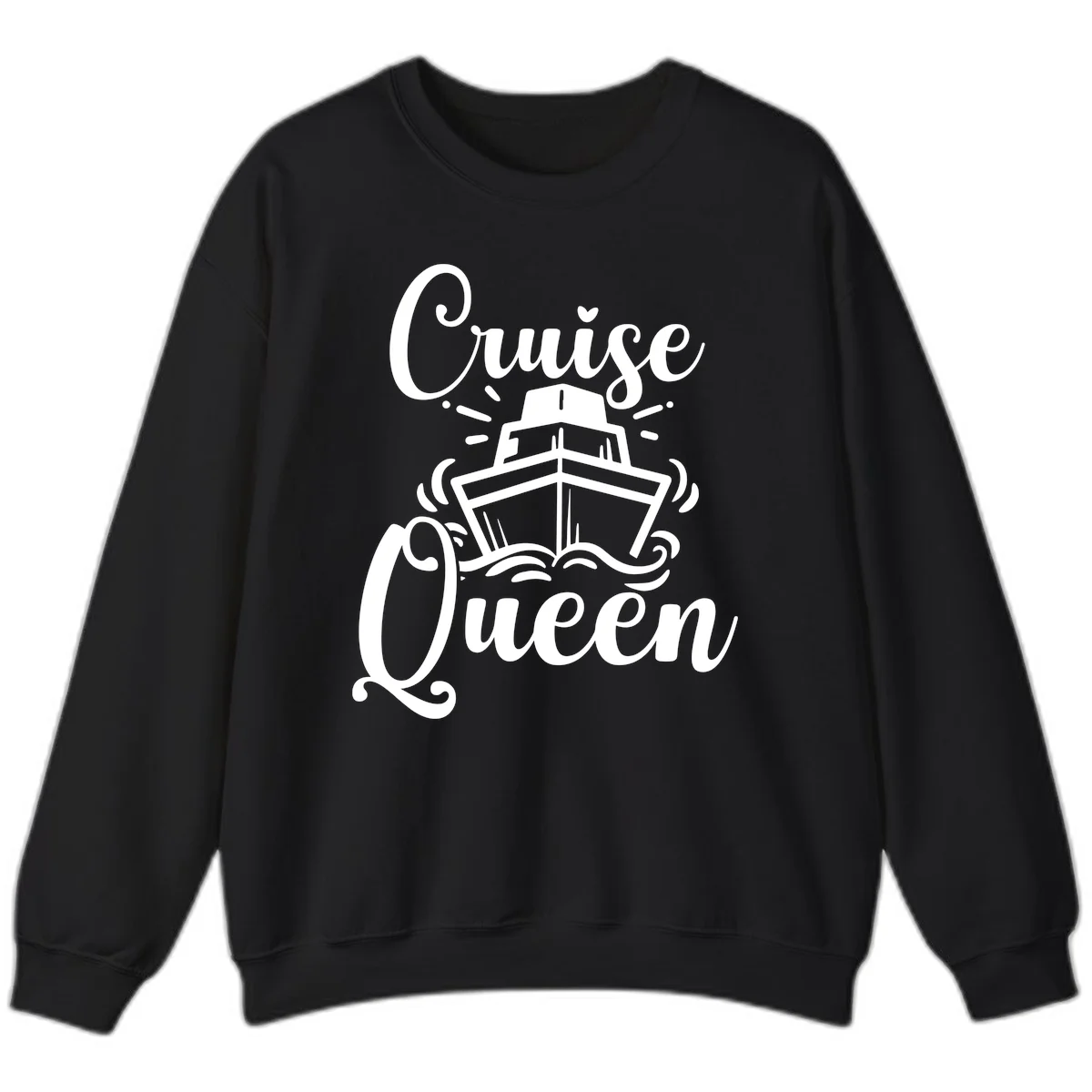 Cruise Queen Crewneck Sweatshirt - Vacation Ready in Black