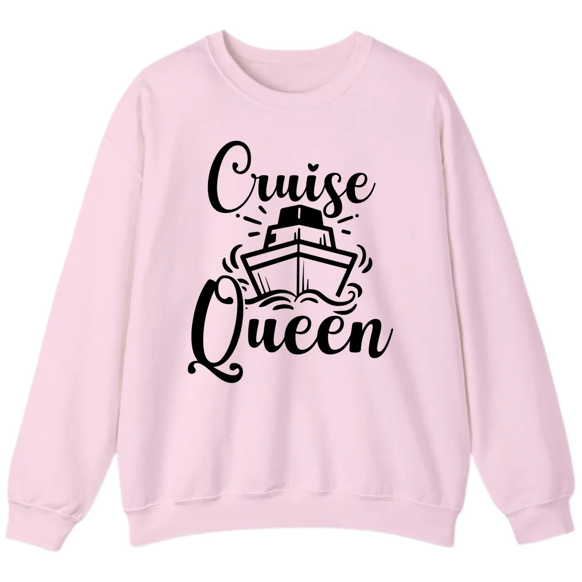 Cruise Queen Crewneck Sweatshirt - Vacation Ready in Light Pink