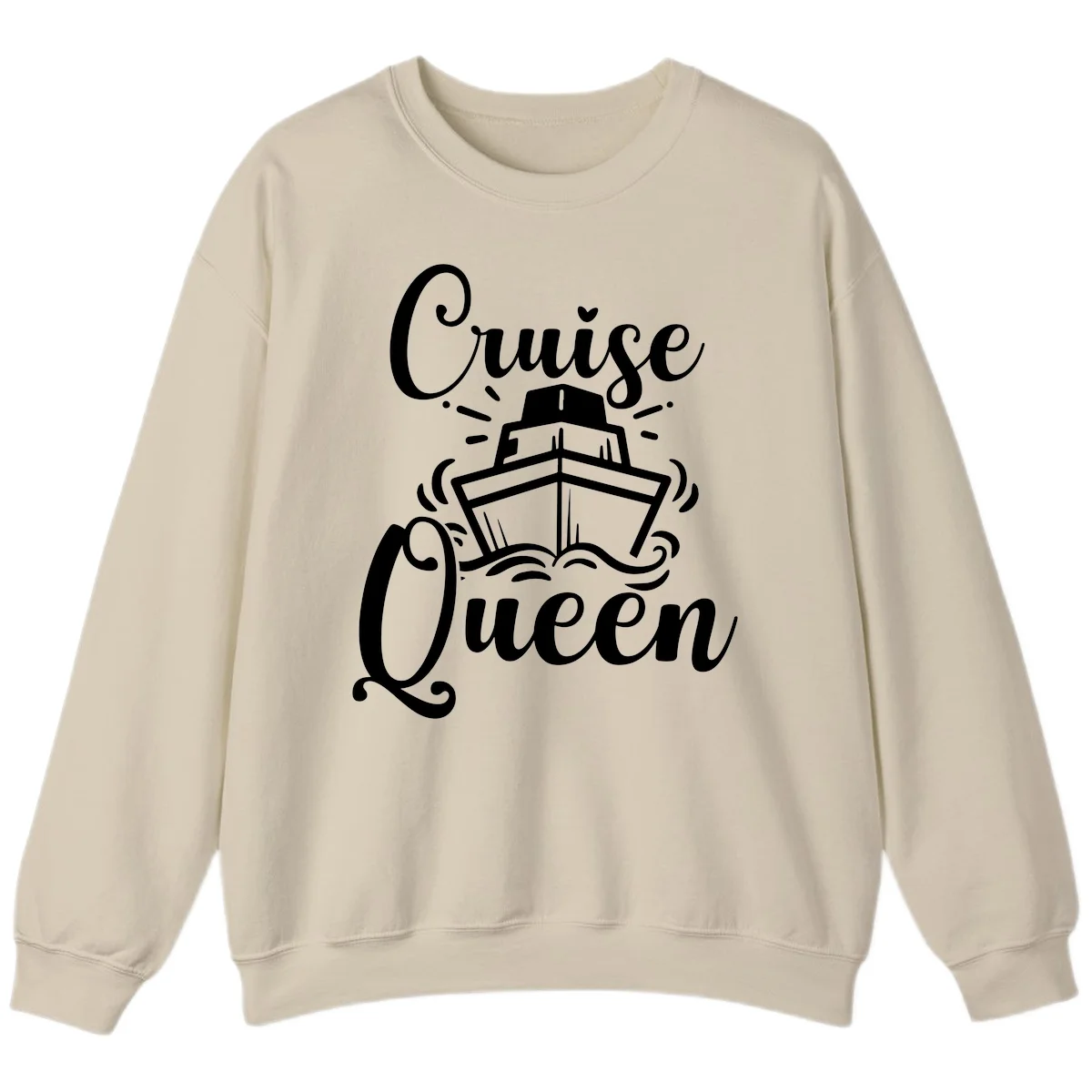 Cruise Queen Crewneck Sweatshirt - Vacation Ready in Sand