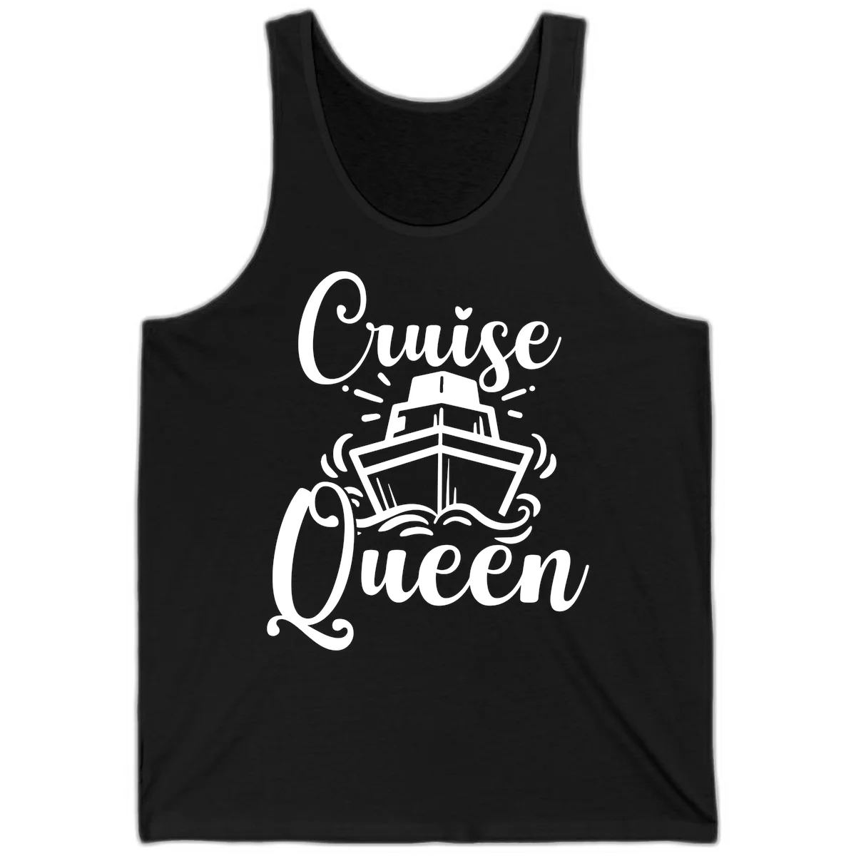 Cruise Queen Tank Top - Vacation Ready Apparel in Black