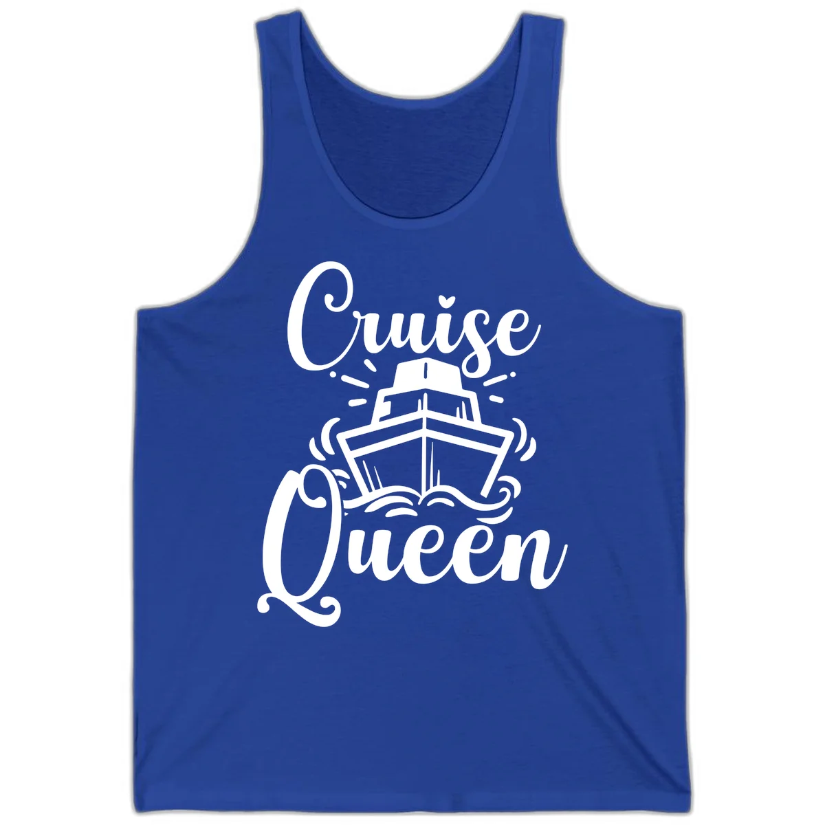 Cruise Queen Tank Top - Vacation Ready Apparel in True Royal