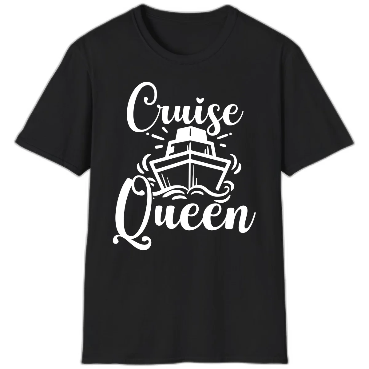 Cruise Queen Ship Design T-Shirt for Vacation Lovers in Black