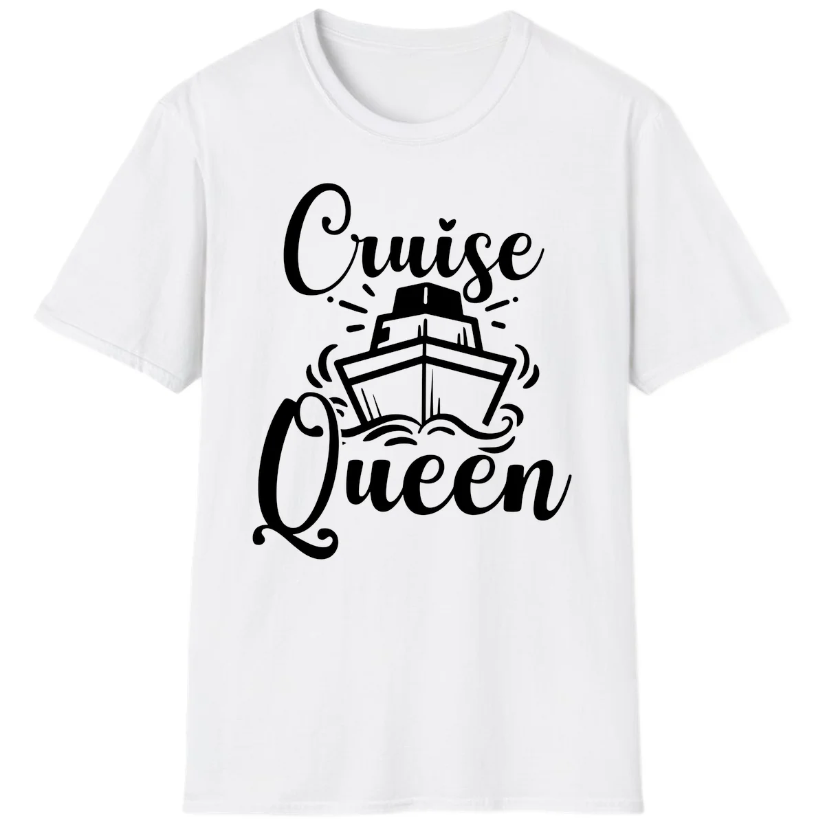 Cruise Queen Ship Design T-Shirt for Vacation Lovers in White