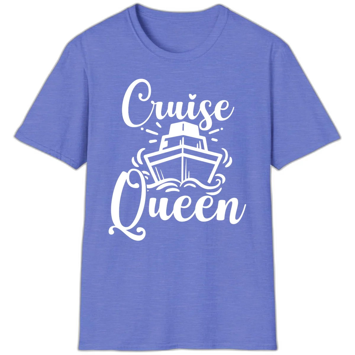 Cruise Queen Ship Design T-Shirt for Vacation Lovers in Heather Royal