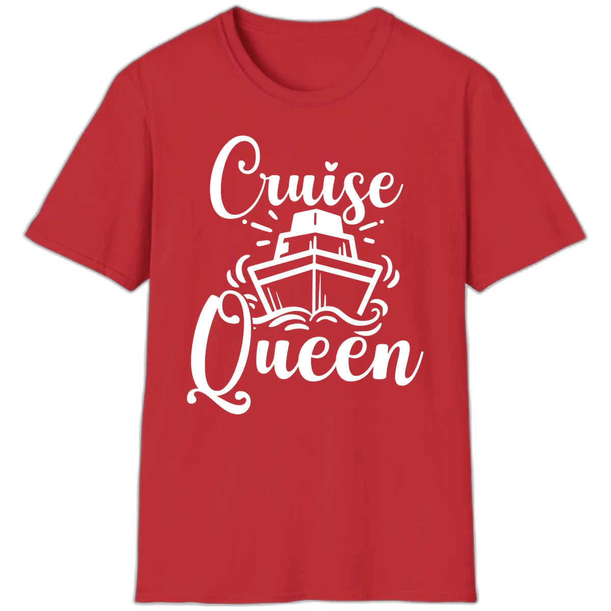 Cruise Queen Ship Design T-Shirt for Vacation Lovers in Red