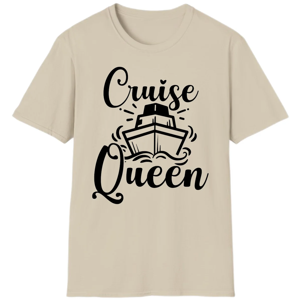 Cruise Queen Ship Design T-Shirt for Vacation Lovers in Sand