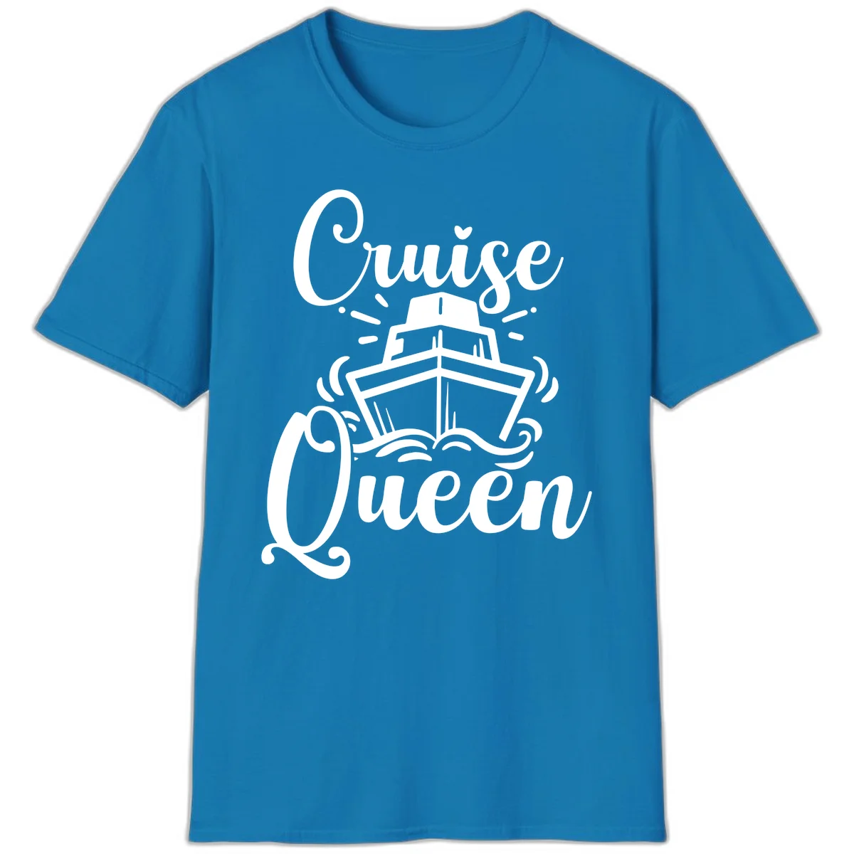 Cruise Queen Ship Design T-Shirt for Vacation Lovers in Sapphire