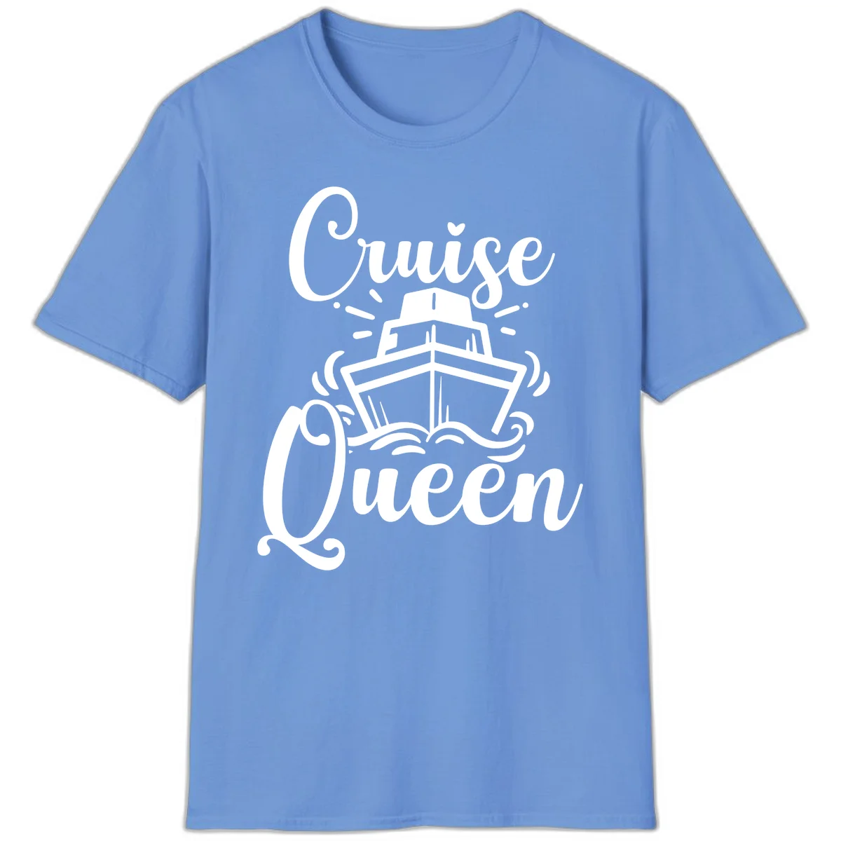 Cruise Queen Ship Design T-Shirt for Vacation Lovers in Carolina Blue