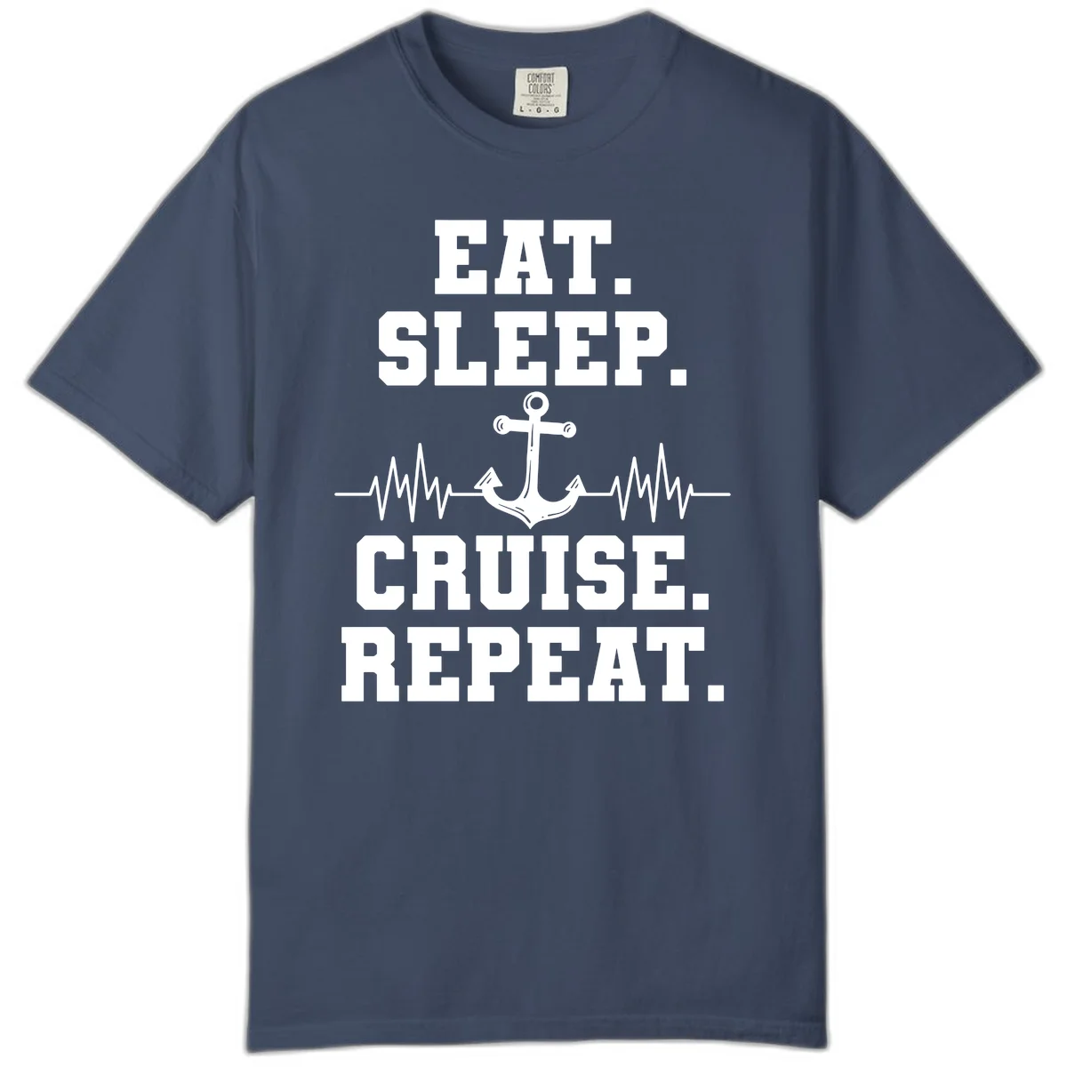 Eat Sleep Cruise Repeat Anchor Comfort Color T-Shirt in Midnight