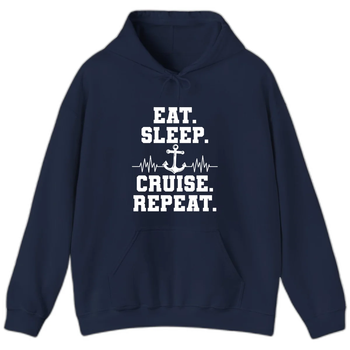 Eat Sleep Cruise Repeat Anchor Hoodie in Navy