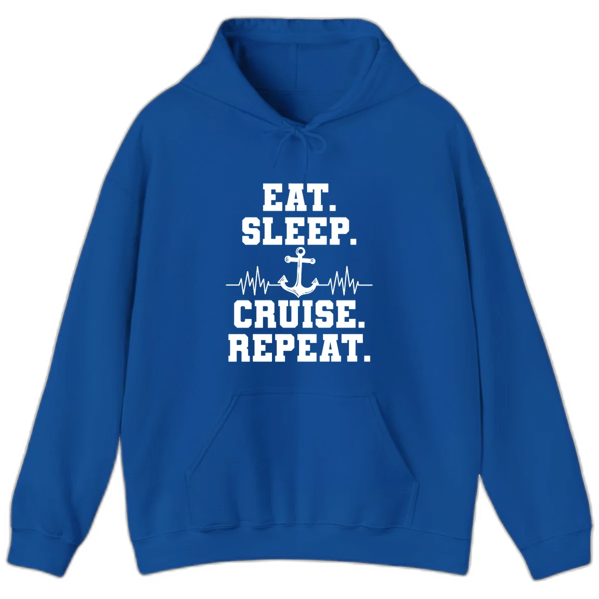 Eat Sleep Cruise Repeat Anchor Hoodie in Royal