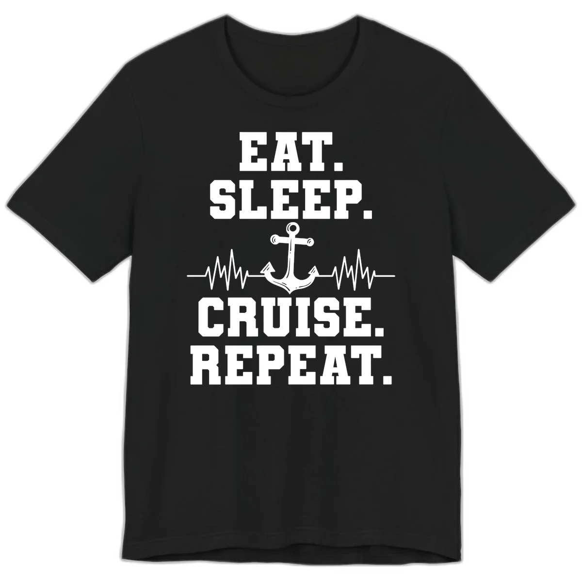 Eat Sleep Cruise Repeat Anchor Premium T-Shirt in Black