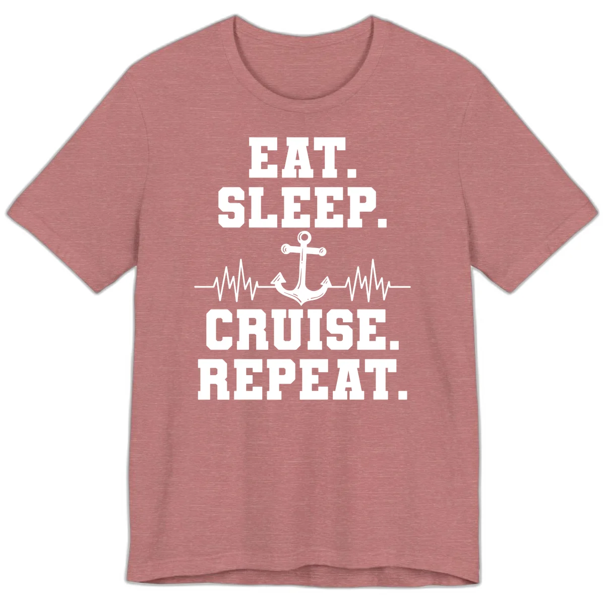 Eat Sleep Cruise Repeat Anchor Premium T-Shirt in Heather Mauve
