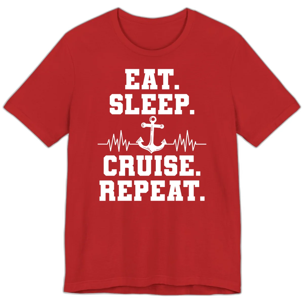 Eat Sleep Cruise Repeat Anchor Premium T-Shirt in Red