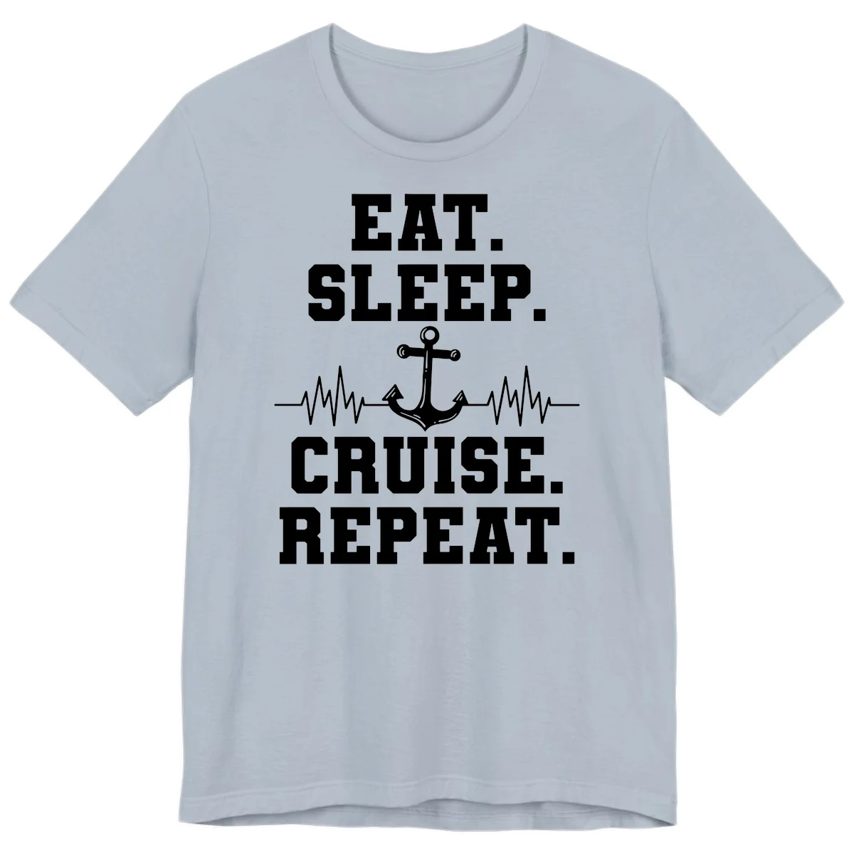 Eat Sleep Cruise Repeat Anchor Premium T-Shirt in Light Blue