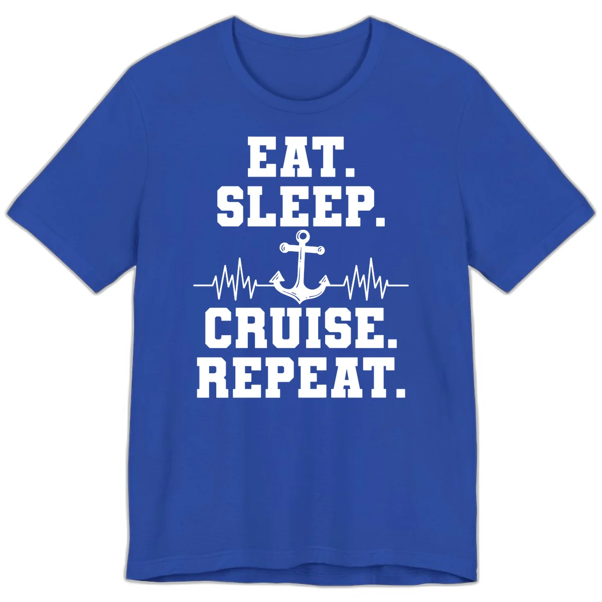Eat Sleep Cruise Repeat Anchor Premium T-Shirt in True Royal