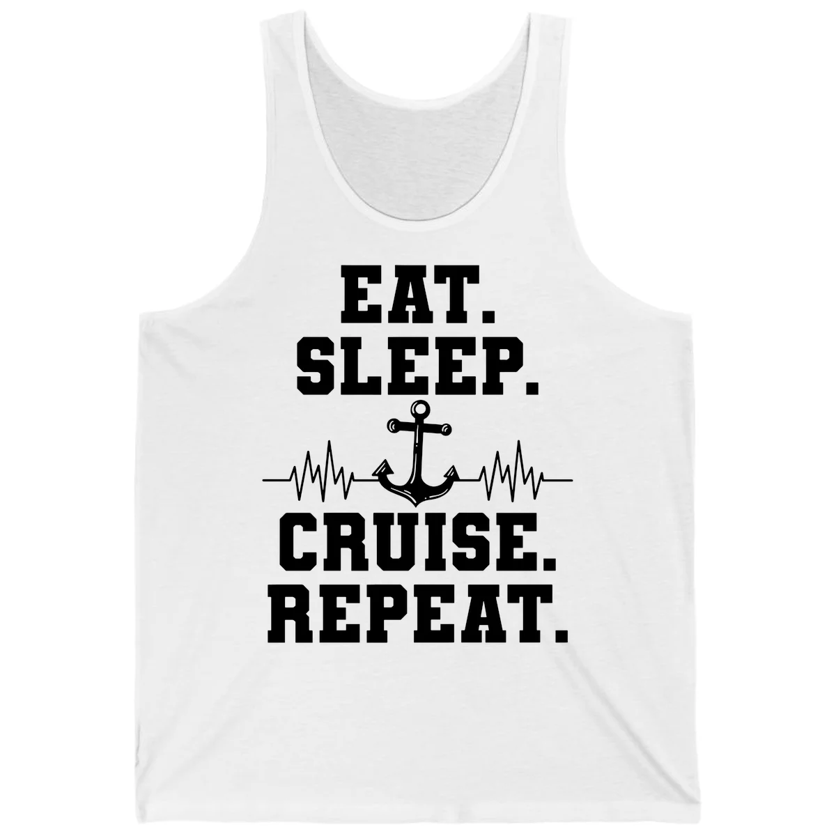 Eat Sleep Cruise Repeat Anchor Tank in White
