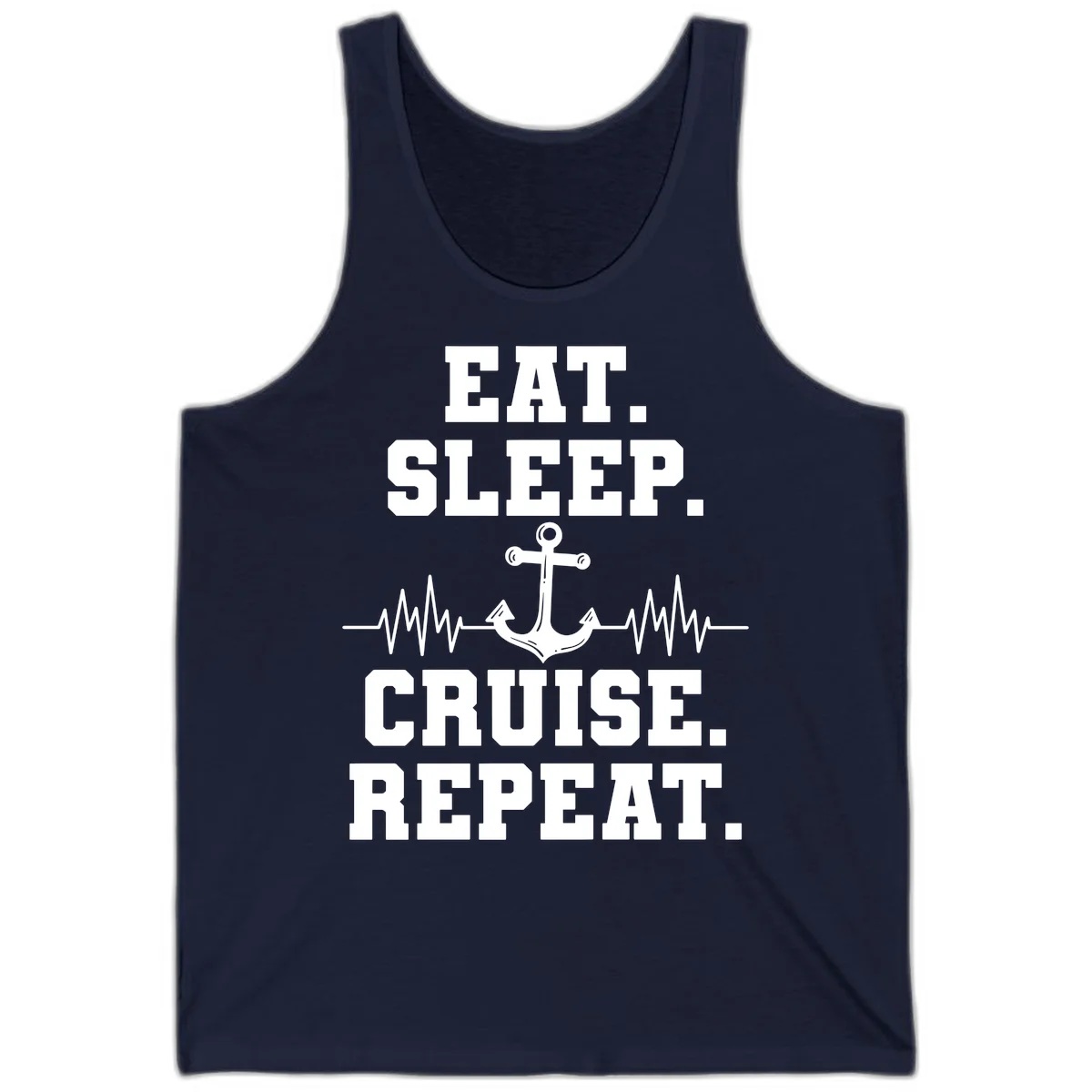 Eat Sleep Cruise Repeat Anchor Tank in Navy