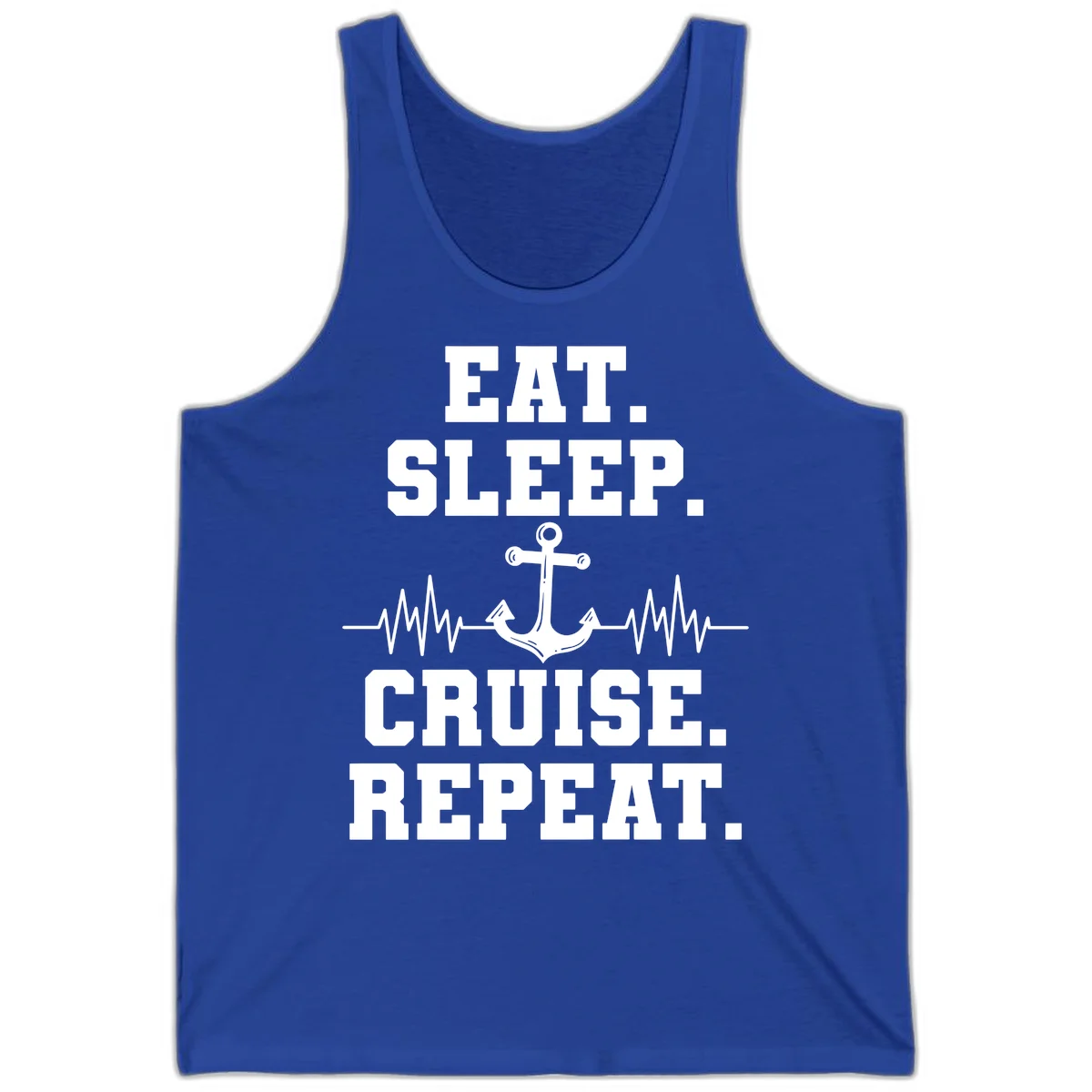 Eat Sleep Cruise Repeat Anchor Tank in True Royal