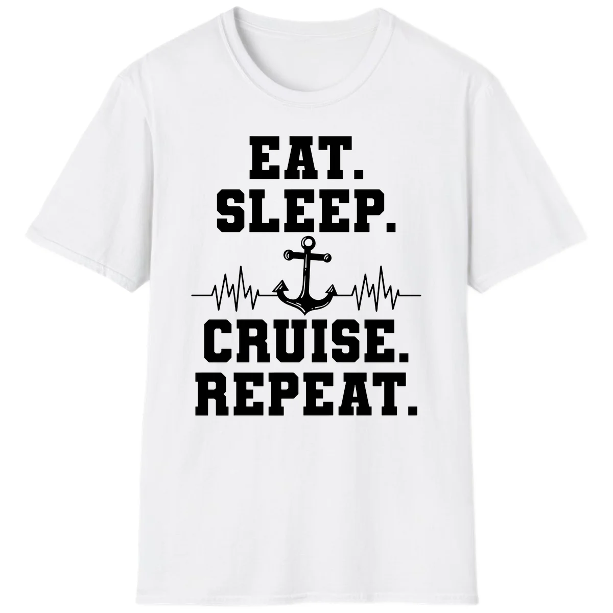 Eat Sleep Cruise Repeat Anchor T-Shirt in White