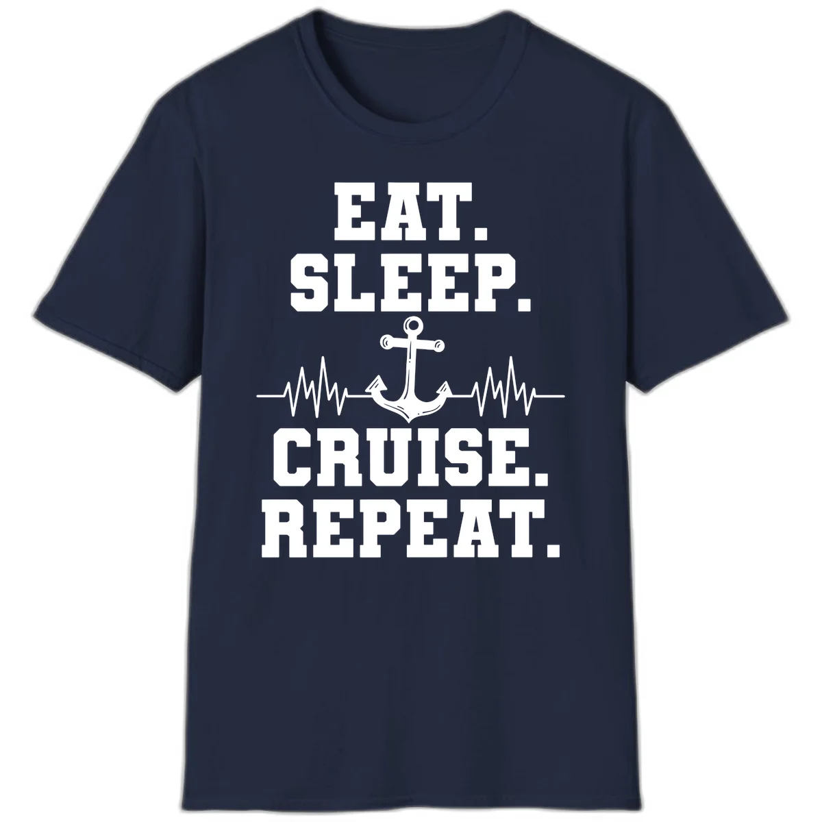 Eat Sleep Cruise Repeat Anchor T-Shirt in Navy