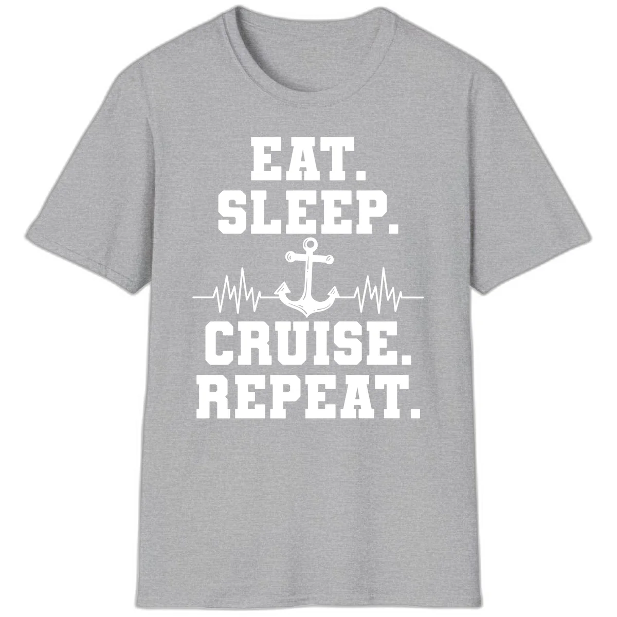 Eat Sleep Cruise Repeat Anchor T-Shirt in Sport Grey