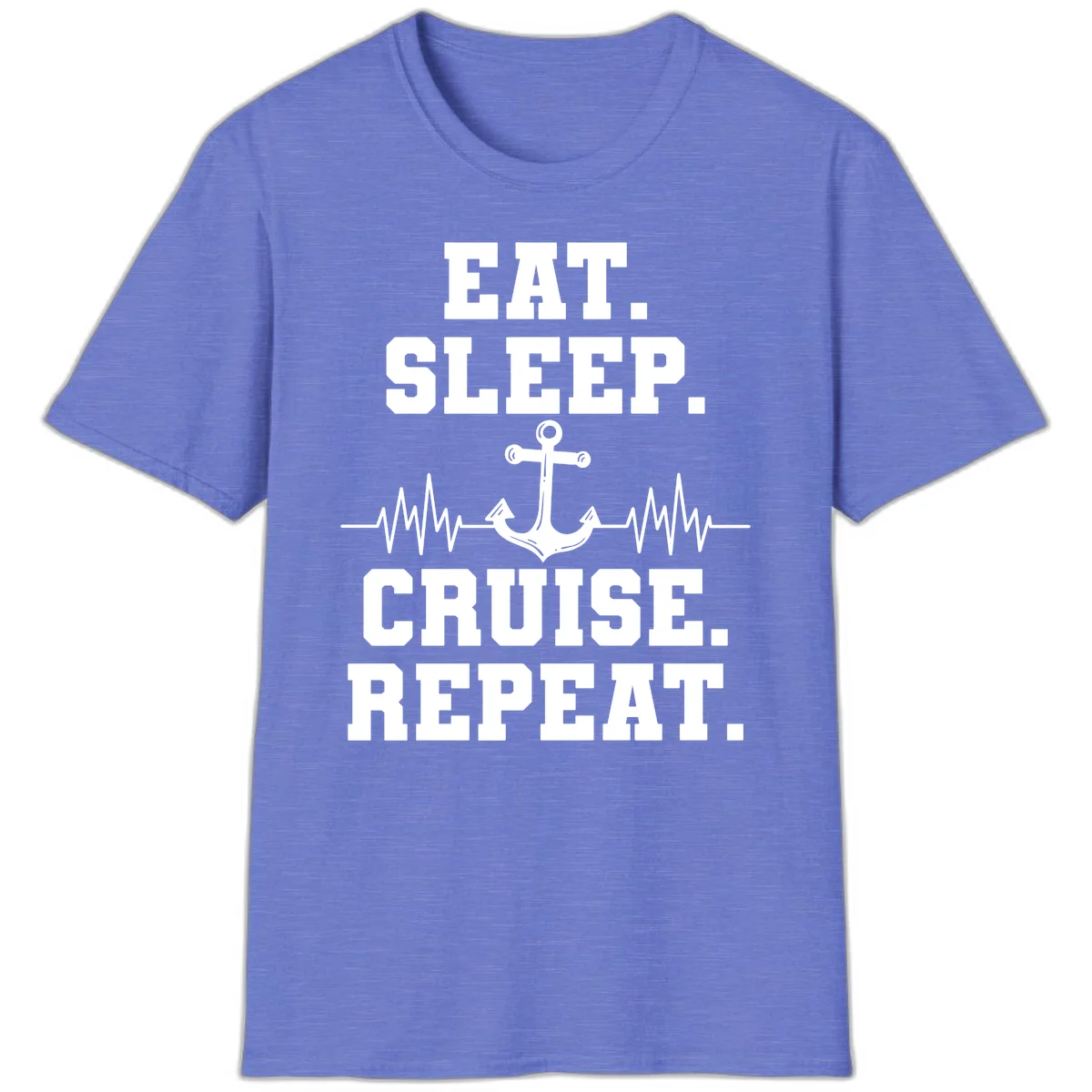 Eat Sleep Cruise Repeat Anchor T-Shirt in Heather Royal