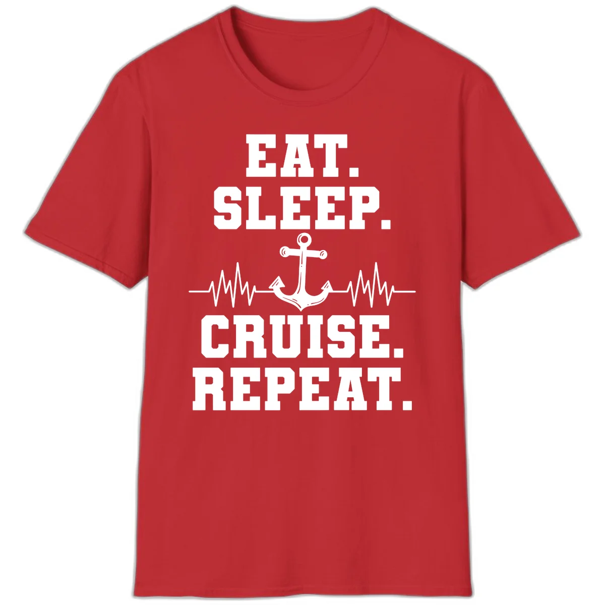 Eat Sleep Cruise Repeat Anchor T-Shirt in Red