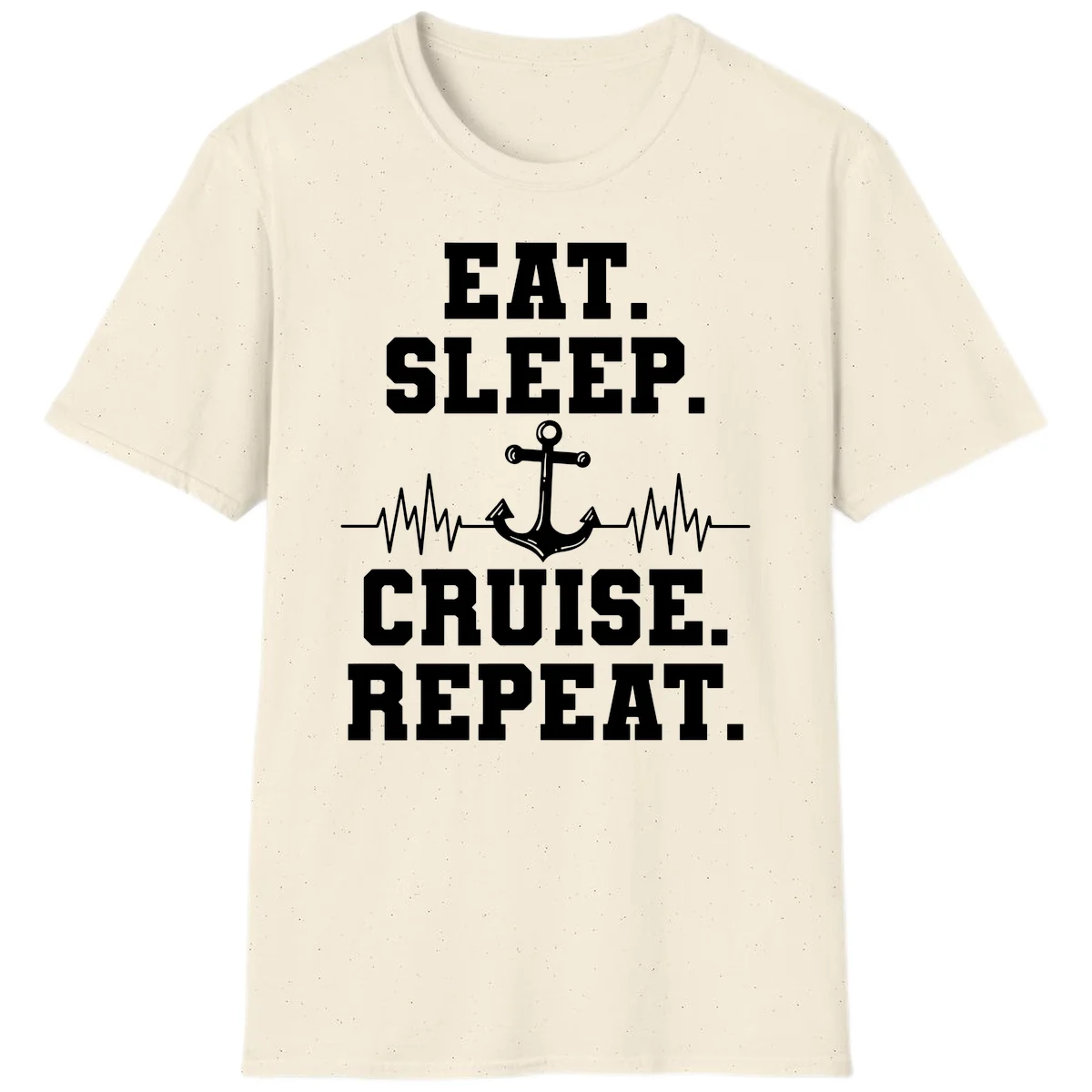 Eat Sleep Cruise Repeat Anchor T-Shirt in Natural