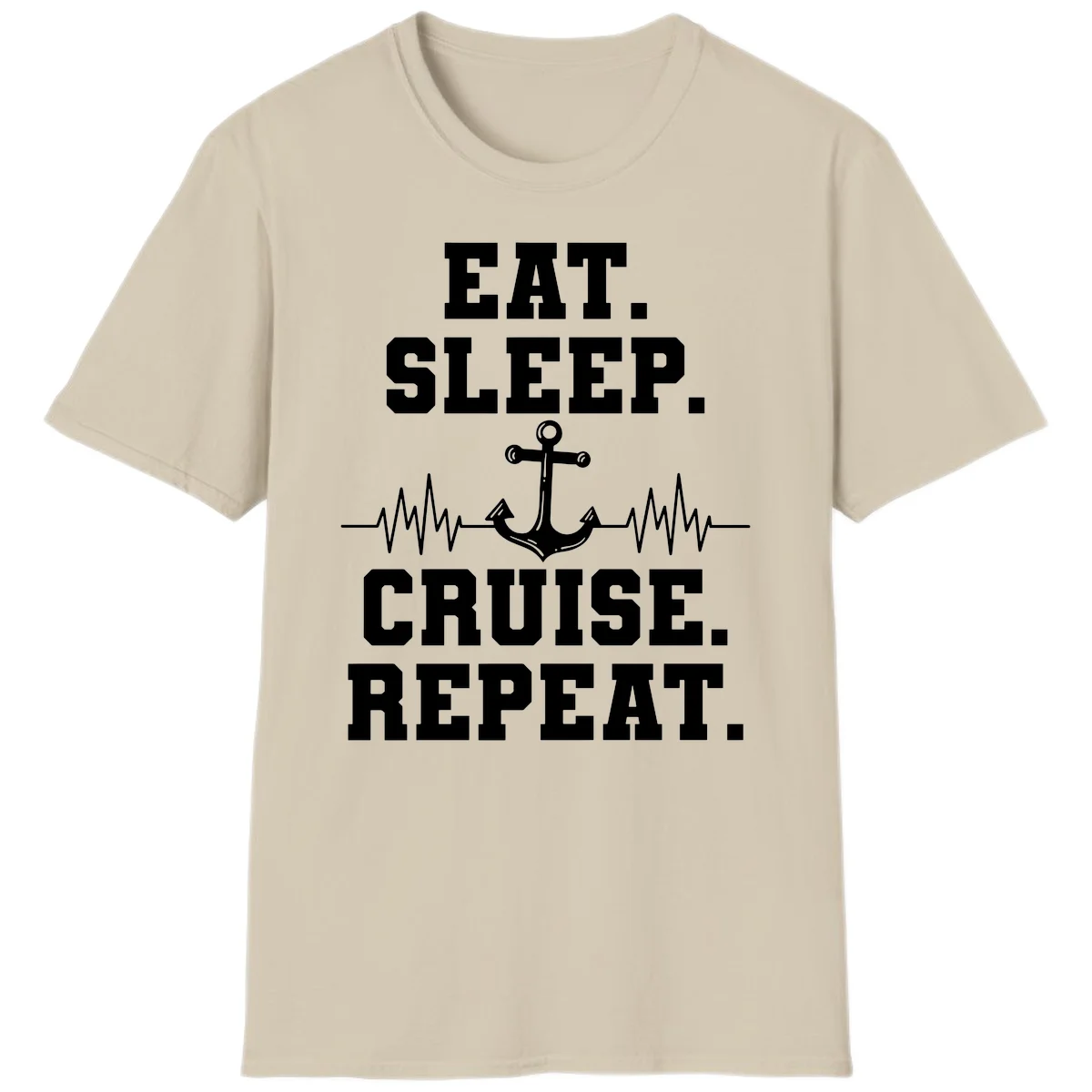 Eat Sleep Cruise Repeat Anchor T-Shirt in Sand