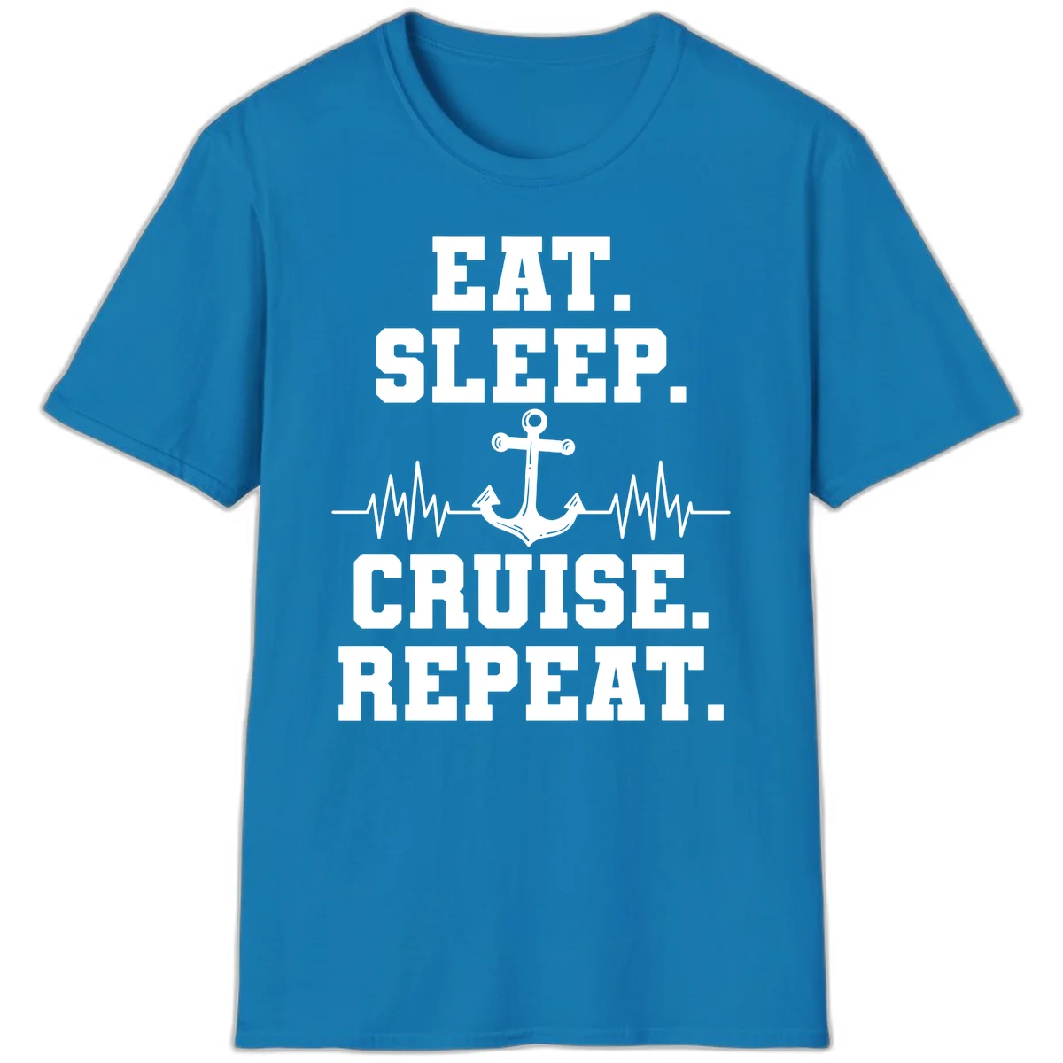 Eat Sleep Cruise Repeat Anchor T-Shirt in Sapphire
