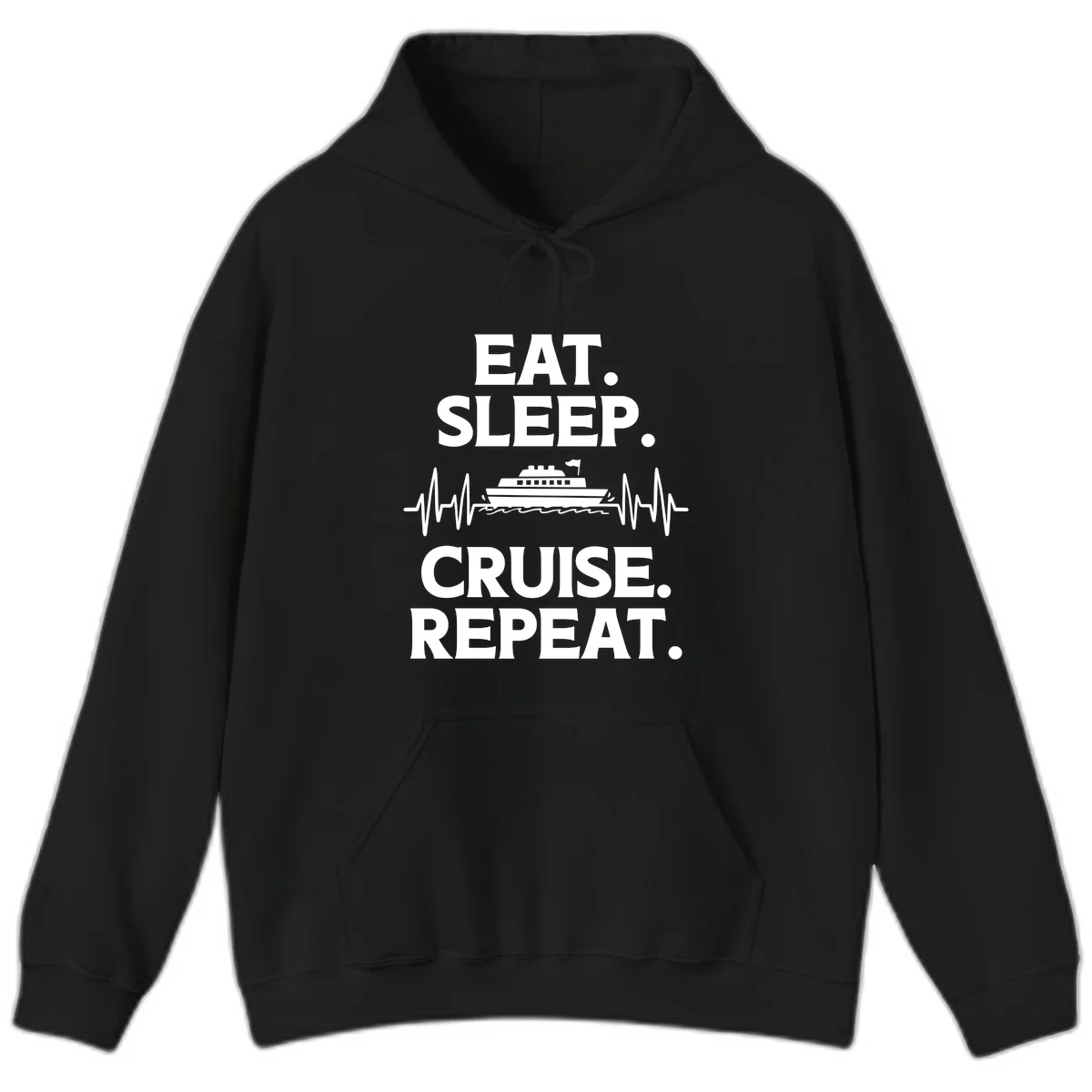 Eat Sleep Cruise Repeat Hoodie in Black