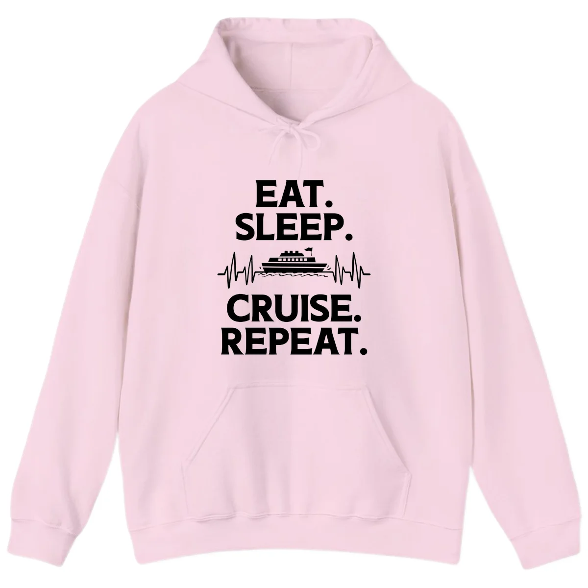 Eat Sleep Cruise Repeat Hoodie in Light Pink