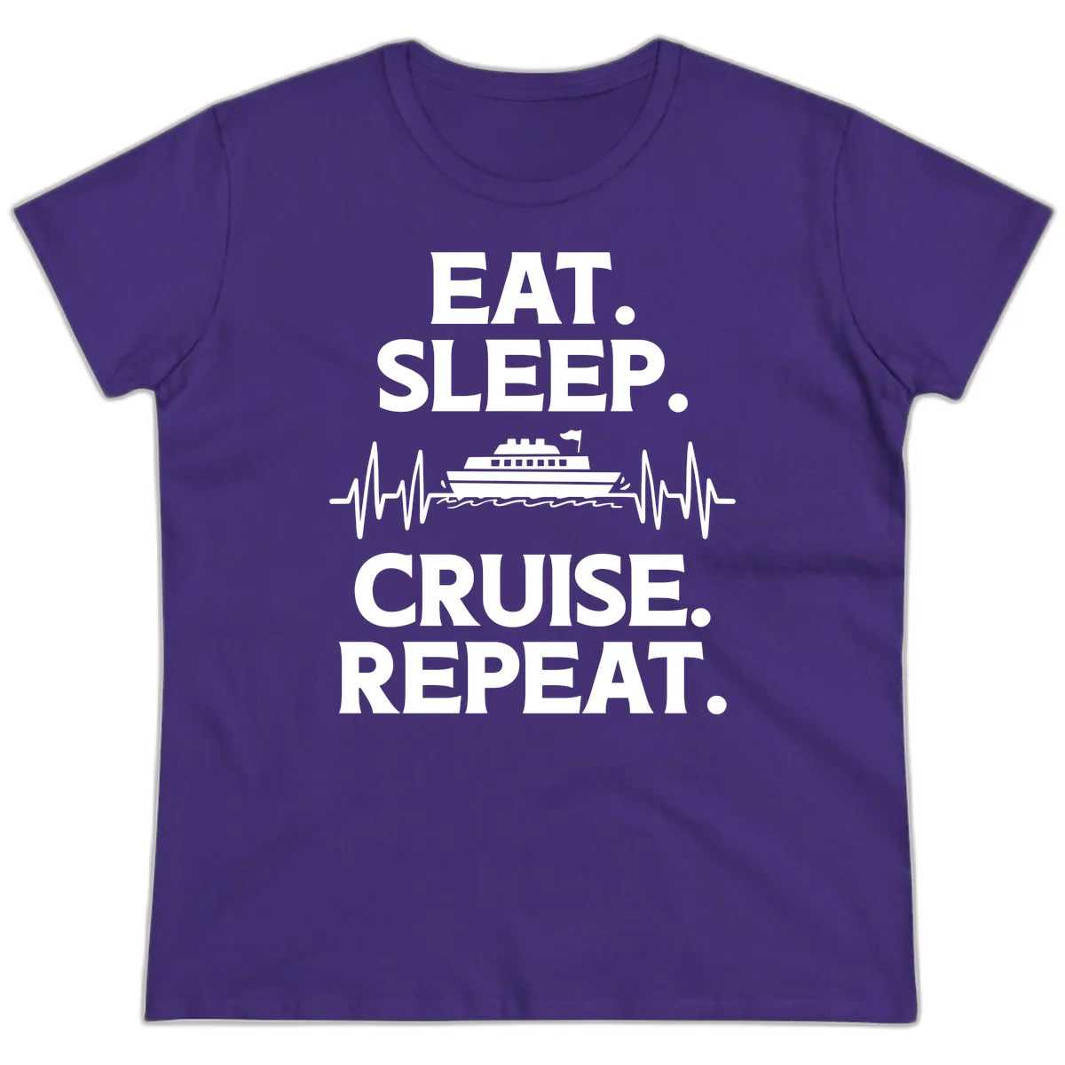 Eat Sleep Cruise Repeat Ladies Tee in Purple